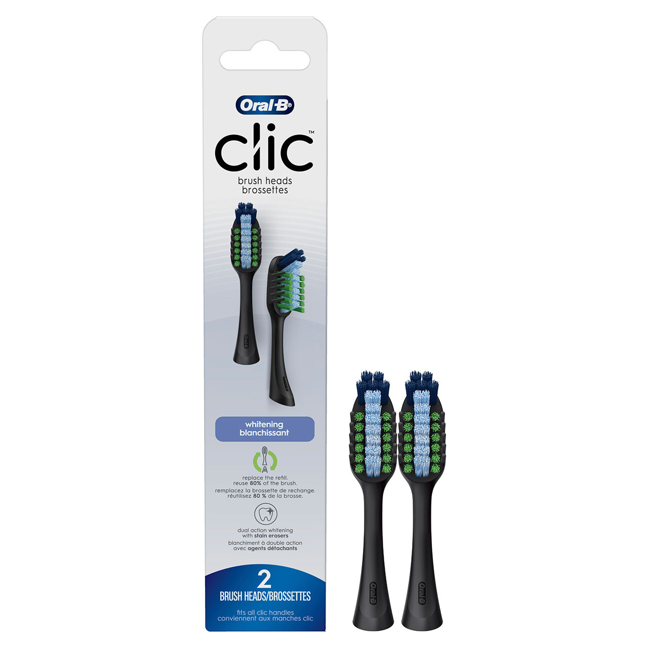 Oral-B Clic Toothbrush Whitening Andre børstehoder Svarte | NO_OB62309