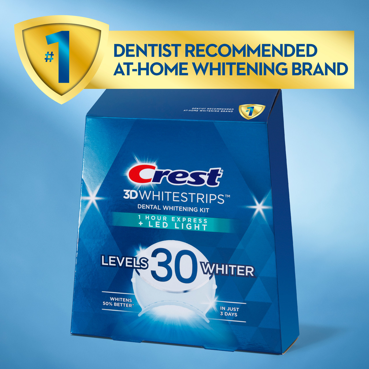 Oral-B Crest 3DWhitestrips Dental Whitening Kit 1 Hour Express + LED Tilbehør Lyse | NO_OB13264