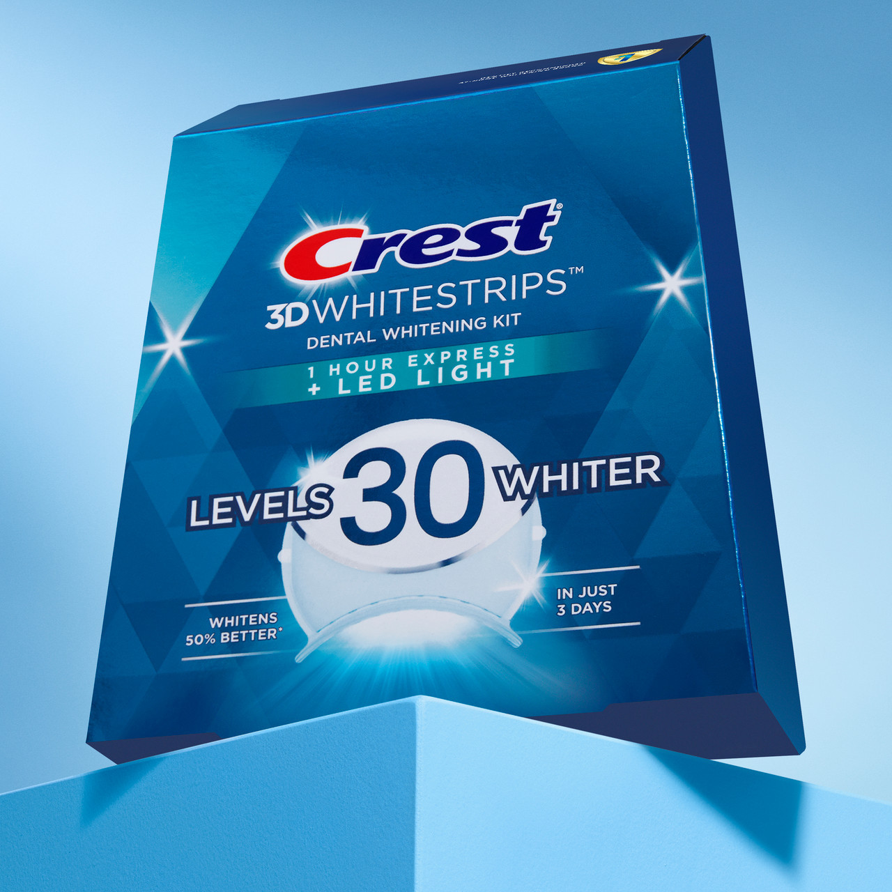 Oral-B Crest 3DWhitestrips Dental Whitening Kit 1 Hour Express + LED Tilbehør Lyse | NO_OB13264