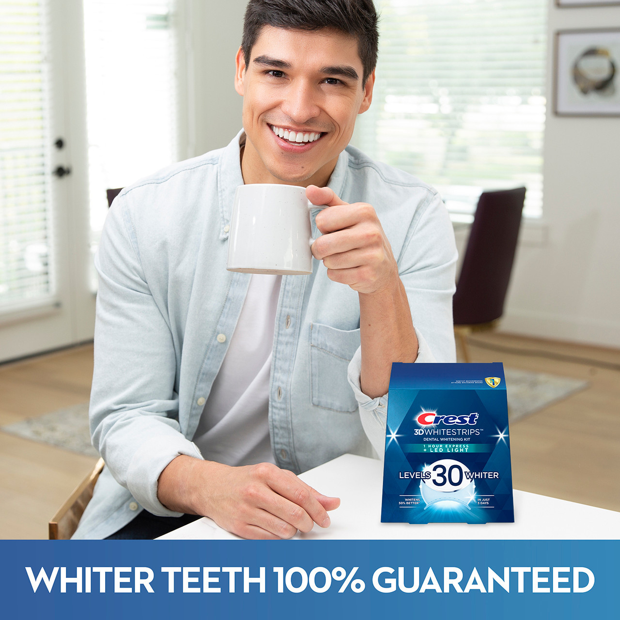 Oral-B Crest 3DWhitestrips Dental Whitening Kit 1 Hour Express + LED Tilbehør Lyse | NO_OB13264